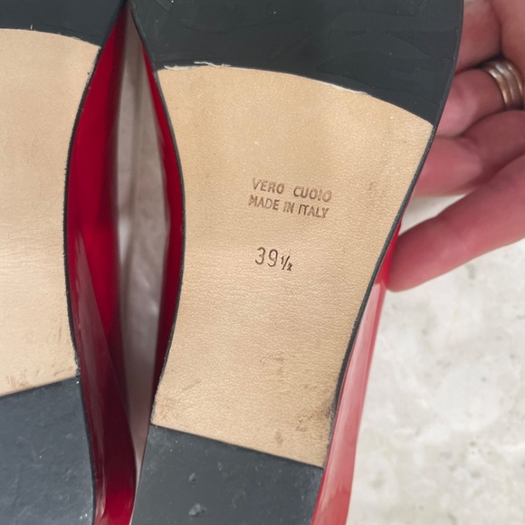 TARYN ROSE {39.5} Red Wedge Patent Leather Peep Toe Candy Apple Red "Daelyn" - Picture 13 of 14